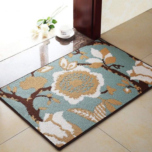  Yazi Kitchen Sink Rugs and Mats Non Skid Rubber Backing/Absorbent/Durable Floor Area Rug Mat for Kitchen/Bathroom (17.8 x 27.7 inch, Blue)