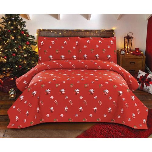  [아마존베스트]YC Christmas Quilt Set Red Santa Claus Coverlets Lightweight Lodge Bedspread Cartoon Kids Lollipop Snowflake Quilts for King Size 96x108 for Xmas Gifts