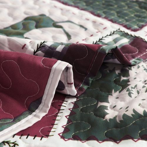  [아마존베스트]Ycosy Moose Elk Quilt Set Rustic Lodge Cabin Bedspread Red Buffalo Bear Deer Coverlets Reversible Festive Lightweight Twin Size Bed Sheets Summer Quilt Blanket Throw 2 Pillow Shams