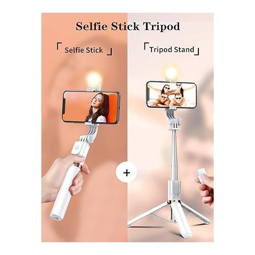  Selfie Stick Tripod with Wireless Remote, Cellphone Selfie Stick Tripod with LED Fill Light, for iPhone 15/14/14 pro/13/13 Pro/12/11/11 Pro/XS Max/XS/XR/X/8/7 and Android Smartphone(Upgrade)