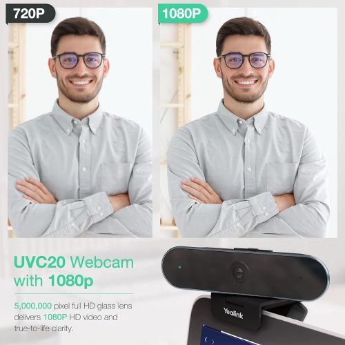  Yealink Webcam Web Camera Teams-Zoom Certified with Microphone UVC20 1080P HD Video and Audio Conferencing System Meeting Skype Business Gaming Recording (UVC20)