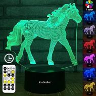 [아마존 핫딜] YeeSeeJee Horse Gifts for Girls,3D Night Light with 7 Colors Adjustable Timer Remote & Smart Touch Horse Toys Birthday Gifts for Girls Age 3 4 5 6 7 8 9 10 11 12 Year Old Girl Gift