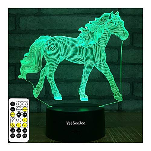  [아마존베스트]YeeSeeJee Horse Gifts for Girls,3D Night Light with 7 Colors Adjustable Timer Remote & Smart Touch Horse Toys Birthday Gifts for Girls Age 3 4 5 6 7 8 9 10 11 12 Year Old Girl Gift