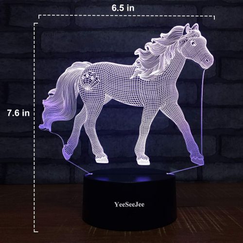  [아마존베스트]YeeSeeJee Horse Gifts for Girls,3D Night Light with 7 Colors Adjustable Timer Remote & Smart Touch Horse Toys Birthday Gifts for Girls Age 3 4 5 6 7 8 9 10 11 12 Year Old Girl Gift