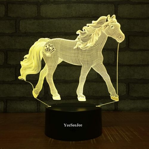  [아마존베스트]YeeSeeJee Horse Gifts for Girls,3D Night Light with 7 Colors Adjustable Timer Remote & Smart Touch Horse Toys Birthday Gifts for Girls Age 3 4 5 6 7 8 9 10 11 12 Year Old Girl Gift