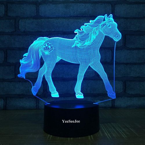  [아마존베스트]YeeSeeJee Horse Gifts for Girls,3D Night Light with 7 Colors Adjustable Timer Remote & Smart Touch Horse Toys Birthday Gifts for Girls Age 3 4 5 6 7 8 9 10 11 12 Year Old Girl Gift