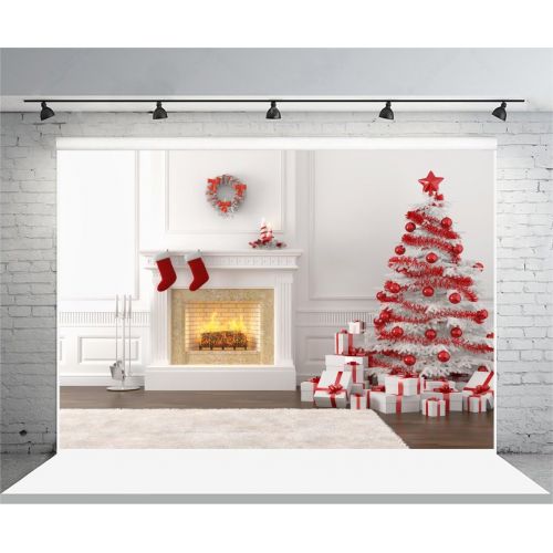  Yeele 10x8ft Merry Christmas Photography Backdrops Fireplace Xmas Tree Gifts Garland Interior Background For Pictures Xmas Eve Party Decoration Children Adult Photo Booth Shoot Vin