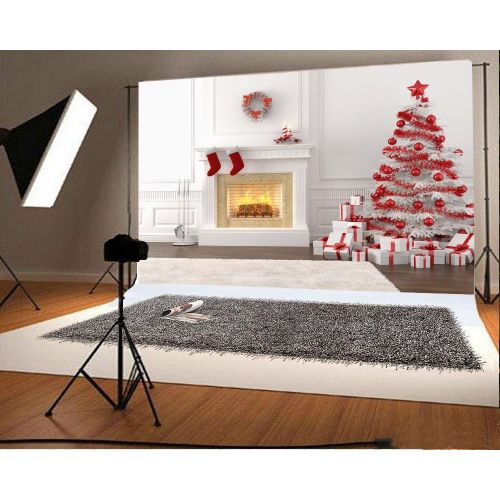  Yeele 10x8ft Merry Christmas Photography Backdrops Fireplace Xmas Tree Gifts Garland Interior Background For Pictures Xmas Eve Party Decoration Children Adult Photo Booth Shoot Vin
