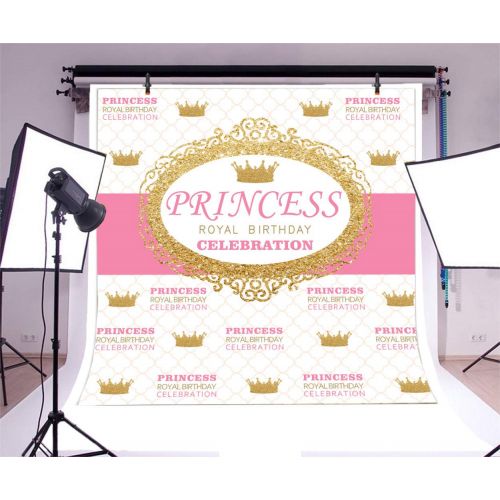  Yeele 8x8ft Royal Birthday Backdrop Crown Little Princess Birthday Celebration Background for Photography Party Banner Decoration Girl Baby Kids Photo Booth Shoot Vinyl Studio Prop