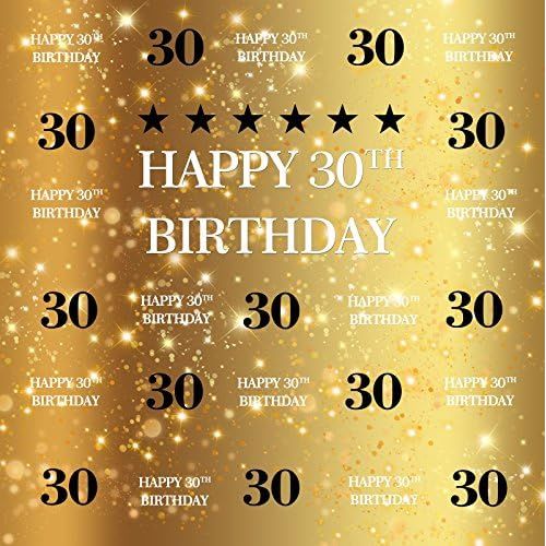  Yeele 8x8ft Gold 30th Birthday Photography Backdrop Golden Glitter Shiny Background for Pictures Thirty Years Old Party Decoration Banner Photo Booth Shoot Vinyl Studio Props