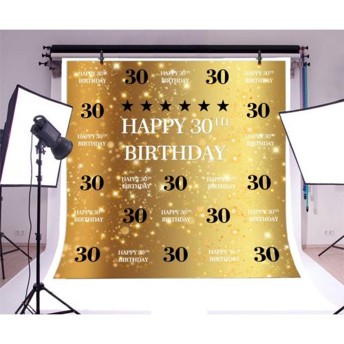  Yeele 8x8ft Gold 30th Birthday Photography Backdrop Golden Glitter Shiny Background for Pictures Thirty Years Old Party Decoration Banner Photo Booth Shoot Vinyl Studio Props