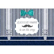 Yeele 10x8ft Little Man Baby Shower Backdrop Blue And White Stripes Mustache Gentleman Boy Photography Background Party Banner Decor Children Portrait Photo Booth Shooting Studio P