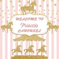 Yeele Photography Backdrops - Photo Background - 8x8ft Princess Carousel Circus Stripes Golden Horse Backdrop Picture Party Banner Decor Girl Baby Newborn Portrait Shooting Studio