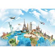Yeele 10x8ft Globe Travel Backdrop Earth Map Worldwide Continent Famous Landmark Scenery Home Photography Background Infant Baby Adult Portrait Photo Booth Vinyl Wallpaper Photocal