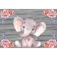 Yeele 10x8ft Baby Shower Photo Booth Photography Backdrop Cute Elephant Watercolor Flowers Wood Texture Background Girl Boy Birthday Party Banner Decoration Portrait Shooting Studi
