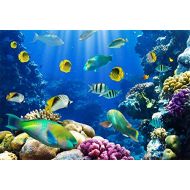 Yeele 10x8ft Under The Sea Backdrops for Photography Ocean Aquarium Underwater World Photo Background Coral Fish Diving Seabed Kids Baby Birthday Party Photo Booth Shoot Vinyl Stud