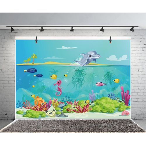  Yeele Backdrops 10x8ft 3 X 2.4M Colorful Underwater Marine Landscape Tropical Sea Bottom Seahorse Dolphin Coral Pictures Adult Artistic Portrait Photoshoot Props Photography Backg