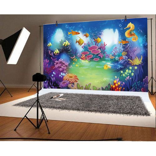  Yeele Backdrops 10x8ft Cartoon Underwater World The Secret Underwater Garden with Sea Horse and Fish Pictures Adult Artistic Portrait Photoshoot Props Photography Background