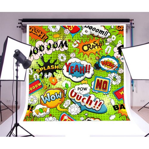  Yeele 10x10ft Baby Shower Newborn Boys Birthday Party Props Photography Backdrops Vinyl Humor Super Hero Comic Book Photo Background for Children Adult Portrait Photo Shooting Vide