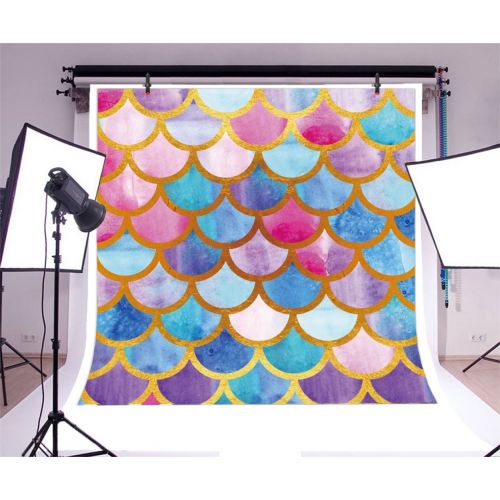  Yeele 8x8ft Photography Backdrop Party Princess Purple Pink Mermaid Scales Glare Glitter Birthday Party Banner Photo Studio Booth Background Newborn Baby Shower Photocall
