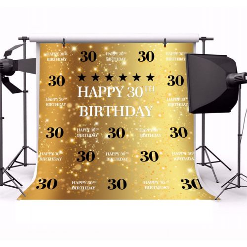  Yeele 10x10ft Gold 30th Birthday Photography Backdrop Golden Glitter Shiny Background for Pictures Thirty Years Old Party Decoration Banner Photo Booth Shoot Vinyl Studio Props