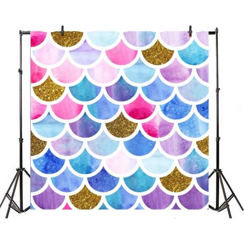  Yeele 8x8ft Colored Mermaid Scales Photography Backdrop Party Princess Glare Glitter Birthday Banner Photo Studio Booth Background Newborn Baby Shower Photocall