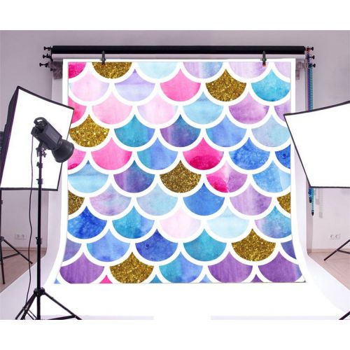  Yeele 8x8ft Colored Mermaid Scales Photography Backdrop Party Princess Glare Glitter Birthday Banner Photo Studio Booth Background Newborn Baby Shower Photocall