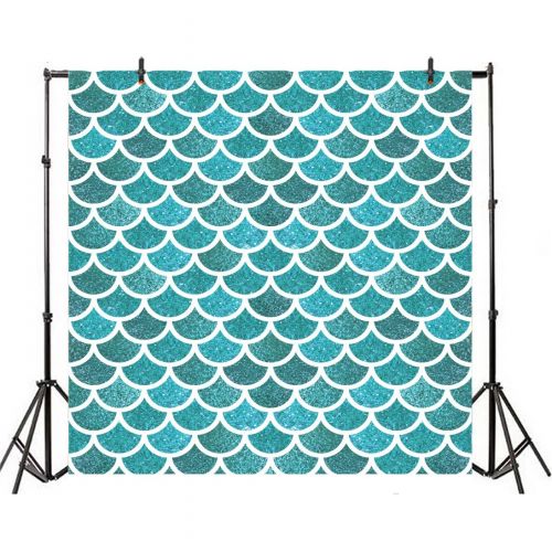  Yeele 8x8ft Blue Little Mermaid Scales Photography Backdrops Girl Boy Birthday Baby Shower Photo Background Party Banner Decor Girl Baby Portrait Photo Booth Shooting Studio Props