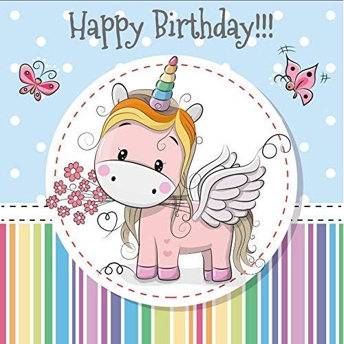  Yeele 10x10ft Cute Unicorn Photography Backdrop Girl Sweet Birthday Butterfly Wing Color Stripe Background for Pictures Party Decoration Banner Baby Kids Photo Booth Vinyl Studio P