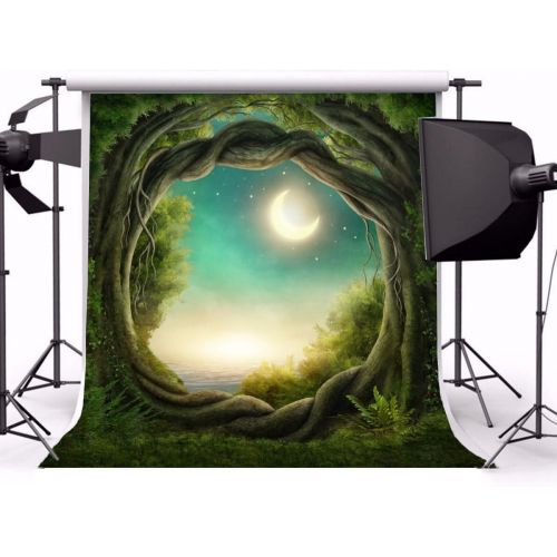  Yeele 10x10ft Fantasy Forest Backdrop Fairy Tale Ivy Night Moon Stars Landscape Photography Background Baby Girl Boy Adult Portrait Photo Booth Shooting Vinyl Wallpaper Studio Prop