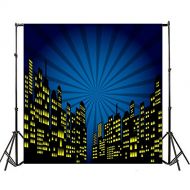 Yeele 7x7ft Superhero City Photography Backdrop Vinyl Humor Cartoon Comic Justice Super Hero Boys Baby Birthday Party Photo Background City Building Customized for Girl Child Party