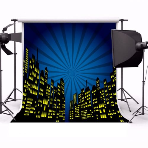  Yeele 7x7ft Superhero City Photography Backdrop Vinyl Humor Cartoon Comic Justice Super Hero Boys Baby Birthday Party Photo Background City Building Customized for Girl Child Party