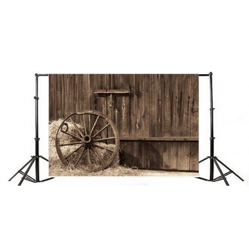  Retro Western Style Backdrops - Yeele 10x6.5ft Wooden Barn Door Farmhouse Wheels Haystack Hay Bales Wagon Wheel Photography Background Cowboy Boy Children Portrait Shooting Studio