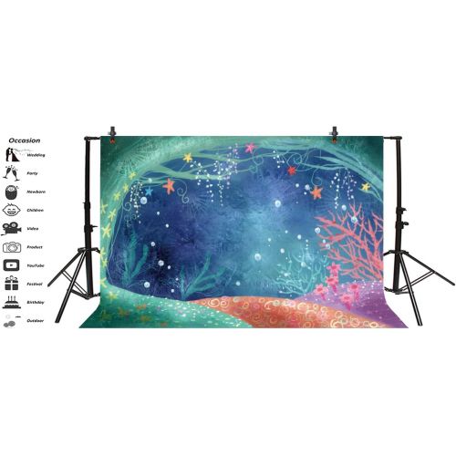  Under The Sea Backdrop - Yeele 8x6ft Seabed Little Mermaid Photography Backdrops Boy Girl Birthday Party Banner Baby Shower Newborn Photo Booth Shooting Background Family Photograp