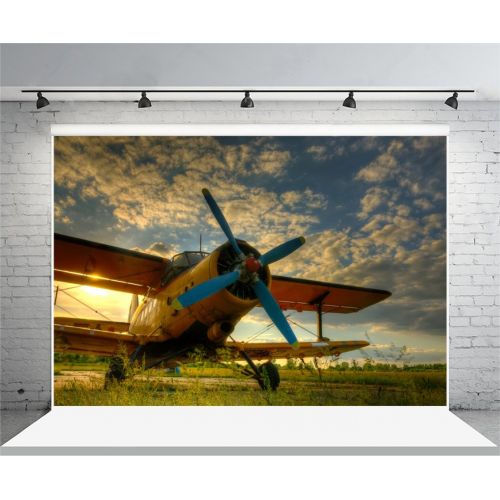  Yeele 10x6.5ft Vintage Aircraft Backdrop Vinyl Retro Fuselage Propeller Biplane Landing Home Photography Background Adult Baby Portrait Photo Booth Nostalgic Airplane Soldier Shoot