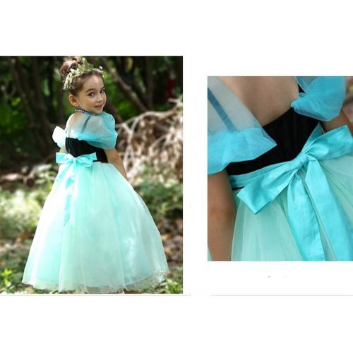  Yeesn Little Girls Princess Anna Costume Mesh Ruffle Sleeve Dress Cosplay Halloween Birthday Party Dresses (3-4 Years) Green