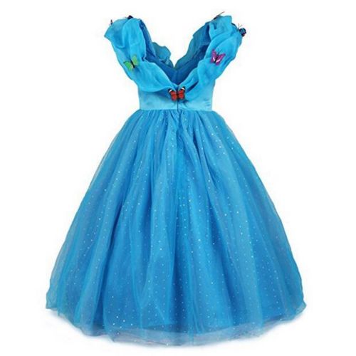  Yeesn Girls Princess Cinderella Dress Sling Off Shoulder Costume Dress w Butterflies