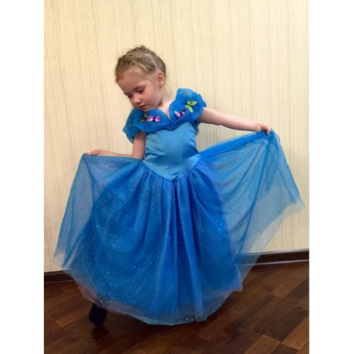  Yeesn Girls Princess Cinderella Dress Sling Off Shoulder Costume Dress w Butterflies