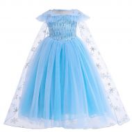 Yeesn Girls Snow Queen Princess Elsa Dress Costumes Sequins Dresses with Snow Cloak