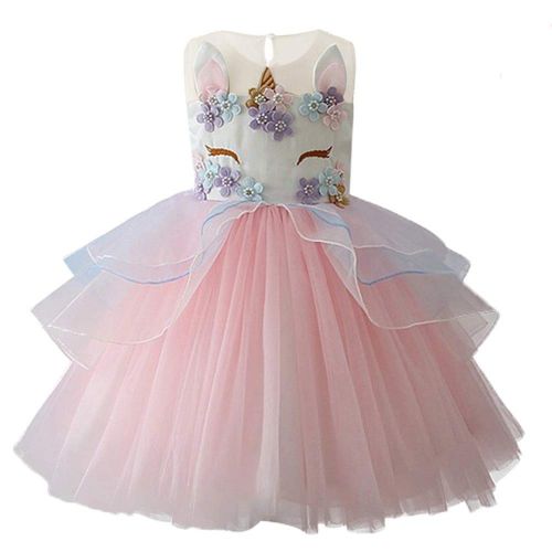  Yeesn Girls Princess Unicorn Costume Tulle Tutu Dress Summer Sleeveless Costume