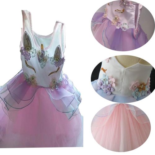  Yeesn Girls Princess Unicorn Costume Tulle Tutu Dress Summer Sleeveless Costume
