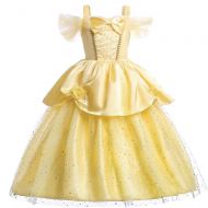 Yeesn Little Girls Princess Belle Costume Off Shoulder Layered Dress up