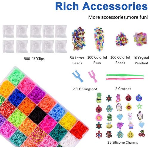  [아마존베스트]Yehtta Gifts for 5-10 Year Old Girls Rainbow Rubber Bands Loom Kit Kids Art Crafts DIY Toys Jewelry Making Kit Personalized Handmade Beads Rubber Hair Band Birthday Gifts for Kids