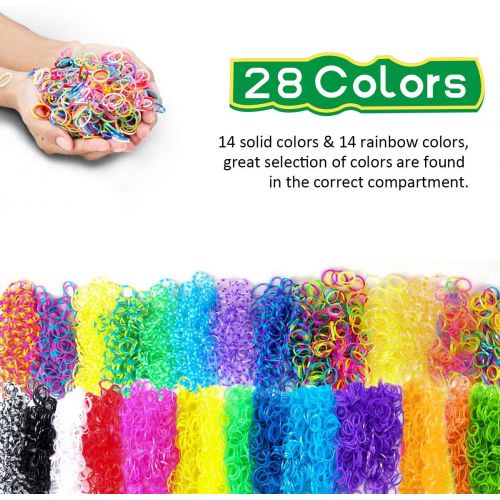  [아마존베스트]Yehtta Gifts for 5-10 Year Old Girls Rainbow Rubber Bands Loom Kit Kids Art Crafts DIY Toys Jewelry Making Kit Personalized Handmade Beads Rubber Hair Band Birthday Gifts for Kids