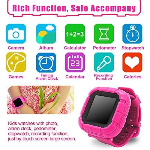  [아마존베스트]Yehtta Gifts for 3-8 Year Old Girls Smart Watch for Kids Samrtwatch Touchscreen Kids Watches Girls Alarm Clock Electronic Toys for Kids Pink