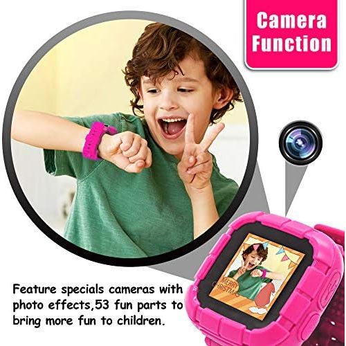  [아마존베스트]Yehtta Gifts for 3-8 Year Old Girls Smart Watch for Kids Samrtwatch Touchscreen Kids Watches Girls Alarm Clock Electronic Toys for Kids Pink