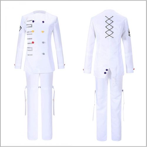  할로윈 용품Yejue Ouma Kokichi Cosplay Costume White School Uniform Danganronpa V3 Halloween Suit with Scarf