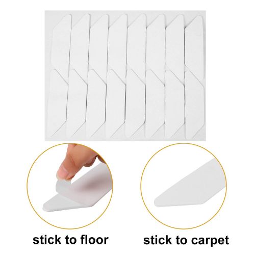  Yelanon Rug Grippers, 16pcs white Anti Curling Carpet Gripper, Renewable Washable Non Slip Tape Pad For Rug, Keeps Your Carpet Edges and Corners Flat, Strong Stickiness Without Hur