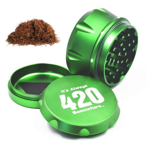  Yeleo Trosetry Krautermuehle, 4 Teiliger Pollen Cruncher Premium Gewuerzmuehle Pipe Gras Aluminiumlegierung Grinder Fuer Tabak,Spice,Krauter,Herb Durchmesser 63mm(Gruen)