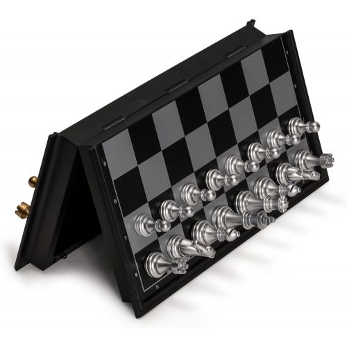  [아마존베스트]Yellow Mountain Imports Magnetic Travel Chess Set (9.7 Inches) - Portable - Perfectly Travel-Sized - Complete Playing Pieces Included in Set